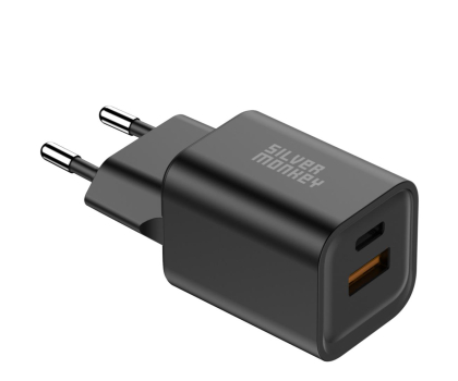 Ładowarka i akumulator SILVER MONKEY GaN 35W USB-C PD, USB-A QC B